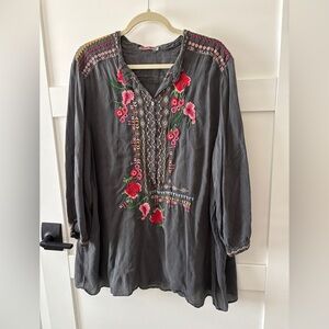Johnny Was Selina Embroidered Blouse Boho Chic size 2X